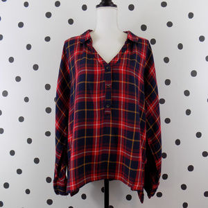 Zara Trafaluc Oversize Plaid Flannel Popover Large